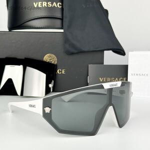 Versace Women Sunglasses White Grey Mirror Silver Detachable VE4461 314/87 NEW